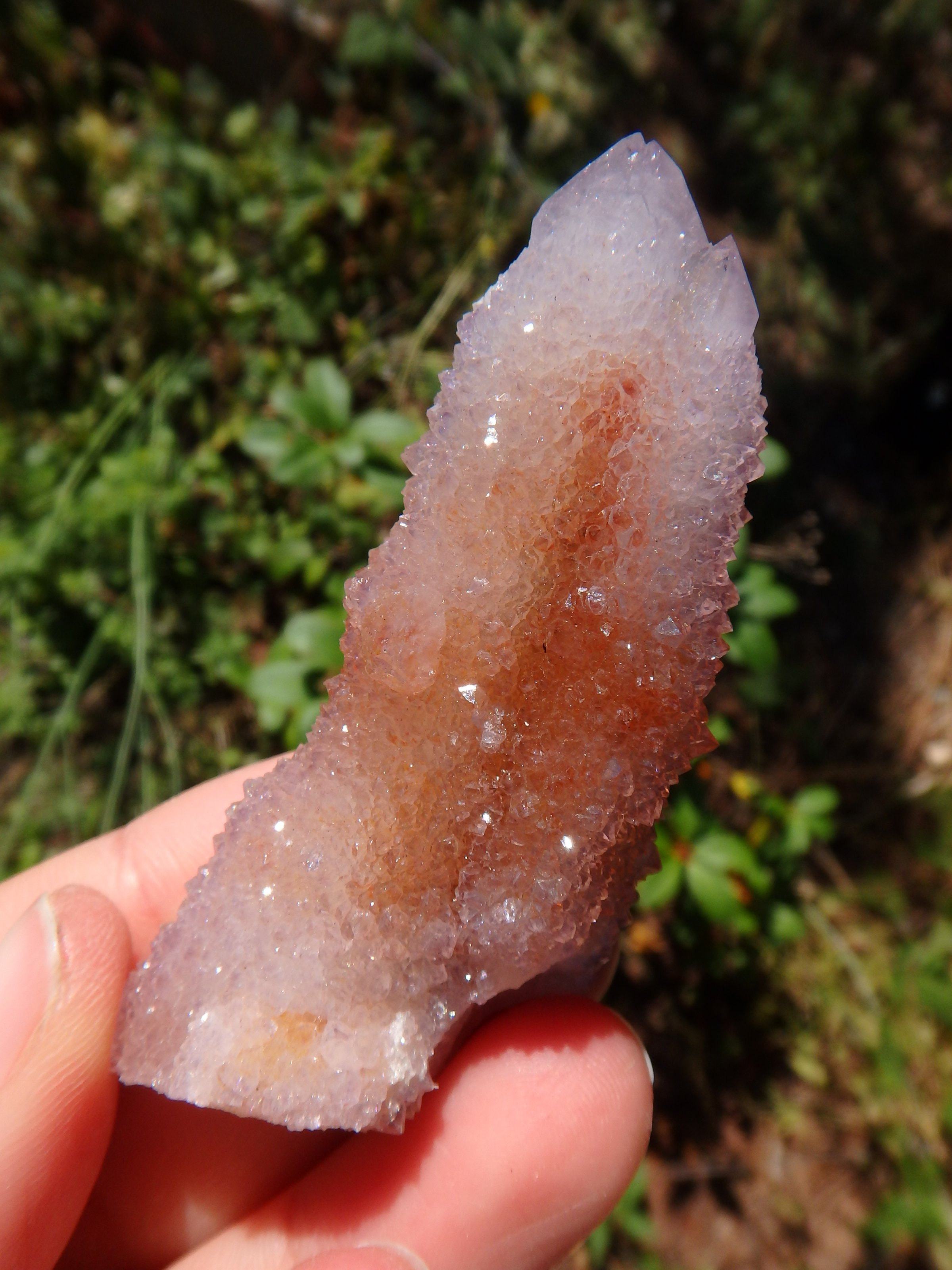 Deep Red Hematite Included Amethyst Sparkle Spirit Quartz Point - Earth Family Crystals