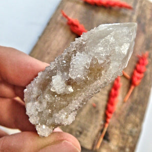 Sparkly White Spirit Quartz Point With Citrine Inclusions