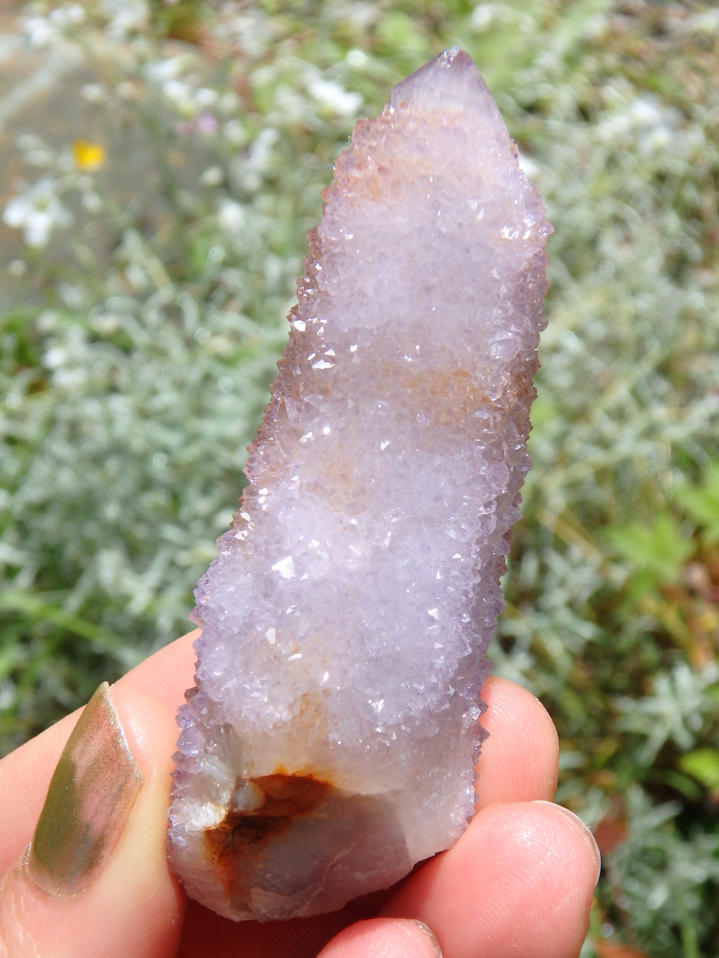 Glimmering Amethyst Spirit Quartz Point with Orange Hematite inclusions From South Africa - Earth Family Crystals
