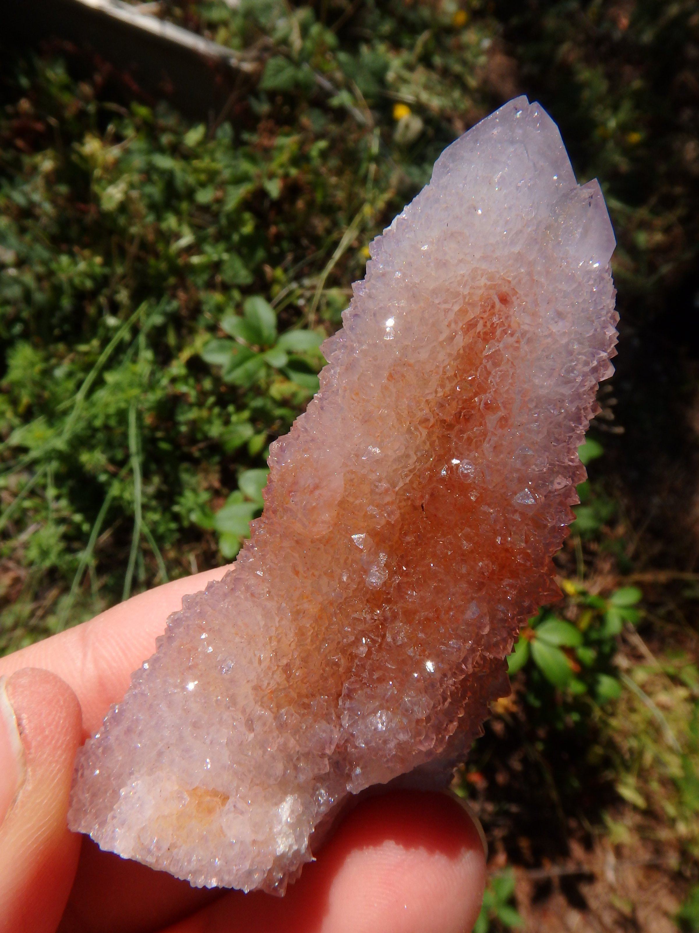 Deep Red Hematite Included Amethyst Sparkle Spirit Quartz Point - Earth Family Crystals