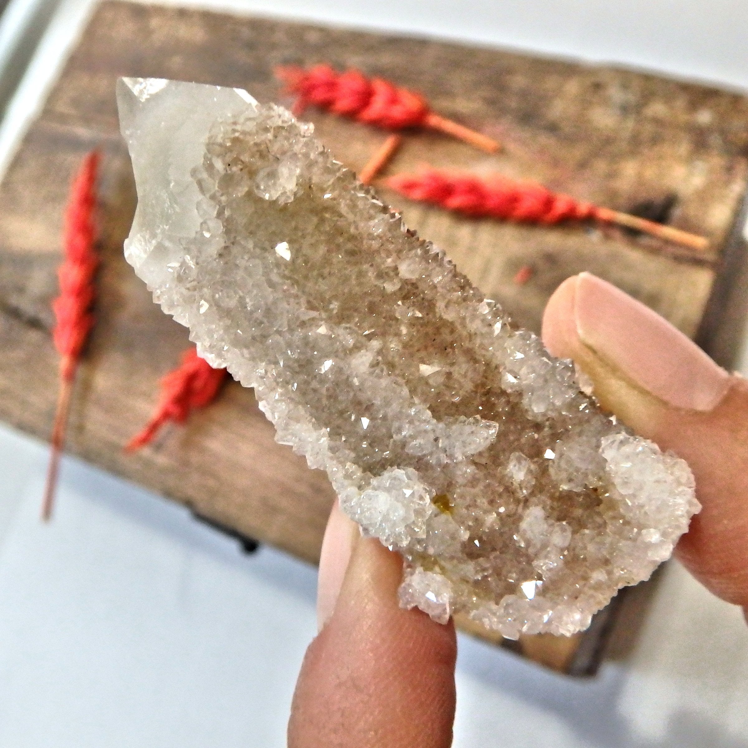 Sparkly White Spirit Quartz Point With Citrine Inclusions