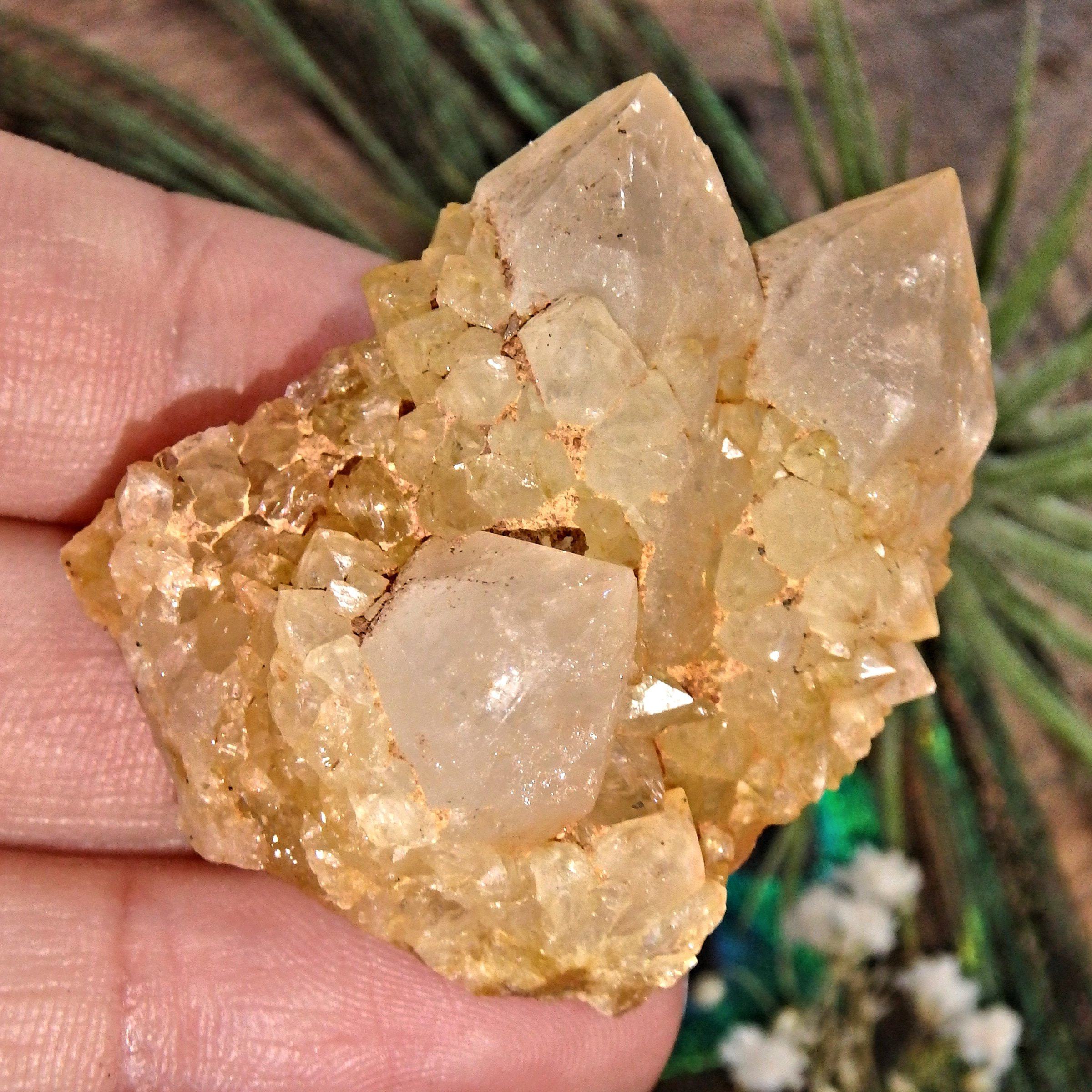 Completely Natural Golden Citrine Sparkly Spirit Quartz Cluster 2 - Earth Family Crystals