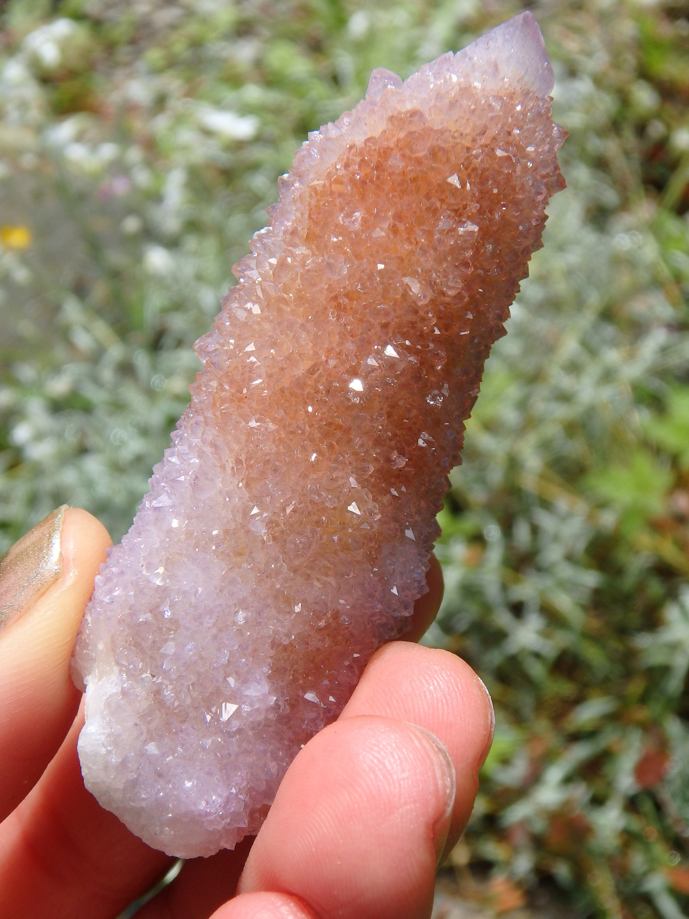 Glimmering Amethyst Spirit Quartz Point with Orange Hematite inclusions From South Africa - Earth Family Crystals