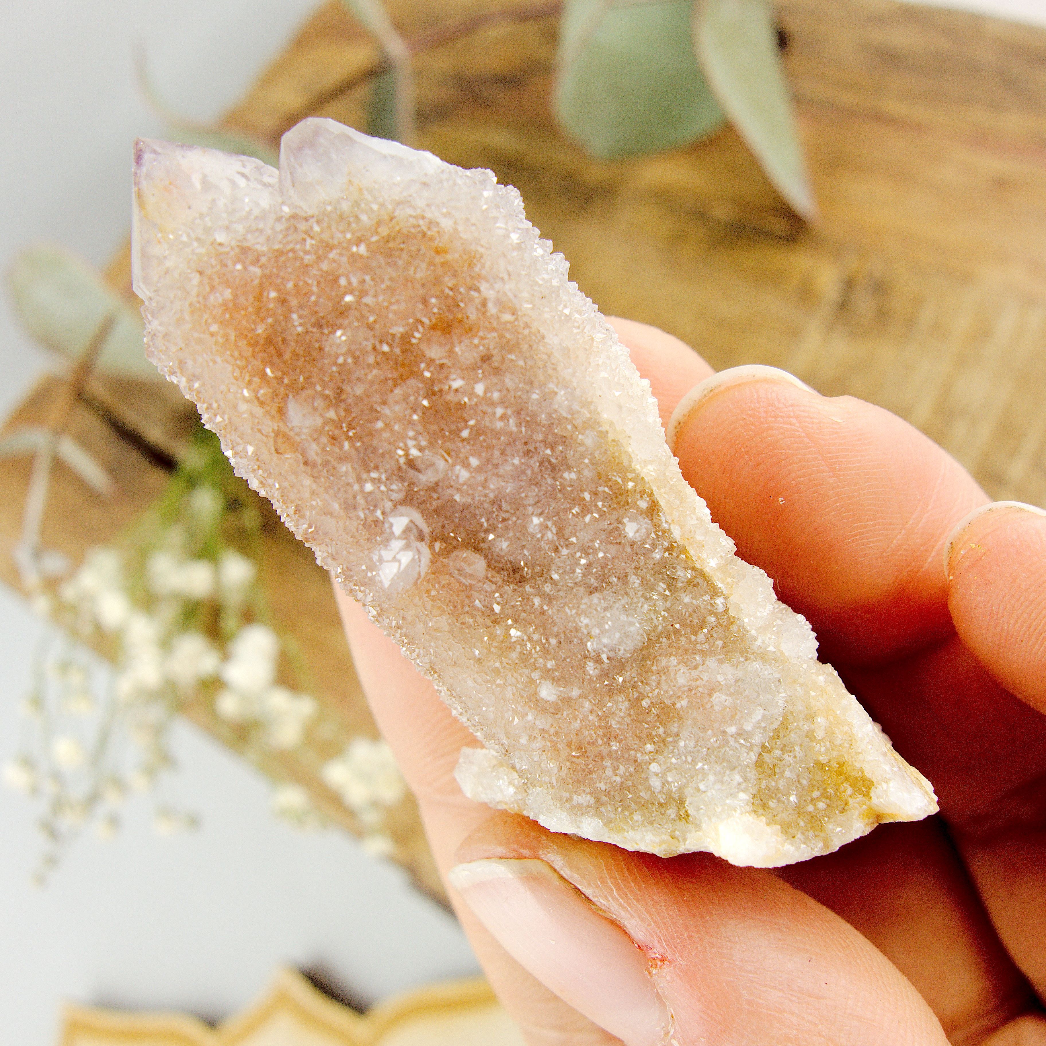 Red Hematite Inclusions Amethyst Spirit Quartz Double Point Specimen - Earth Family Crystals