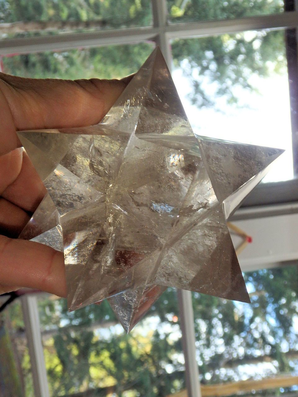 XL 12 Pointed Star Double Merkaba (Stellated Dodecahedron) Smoky Quartz Specimen - Earth Family Crystals