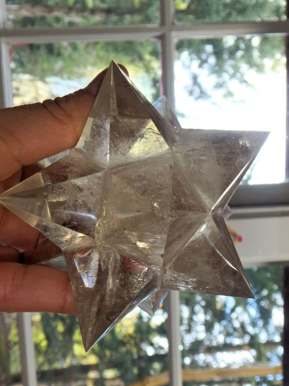 XL 12 Pointed Star Double Merkaba (Stellated Dodecahedron) Smoky Quartz Specimen - Earth Family Crystals