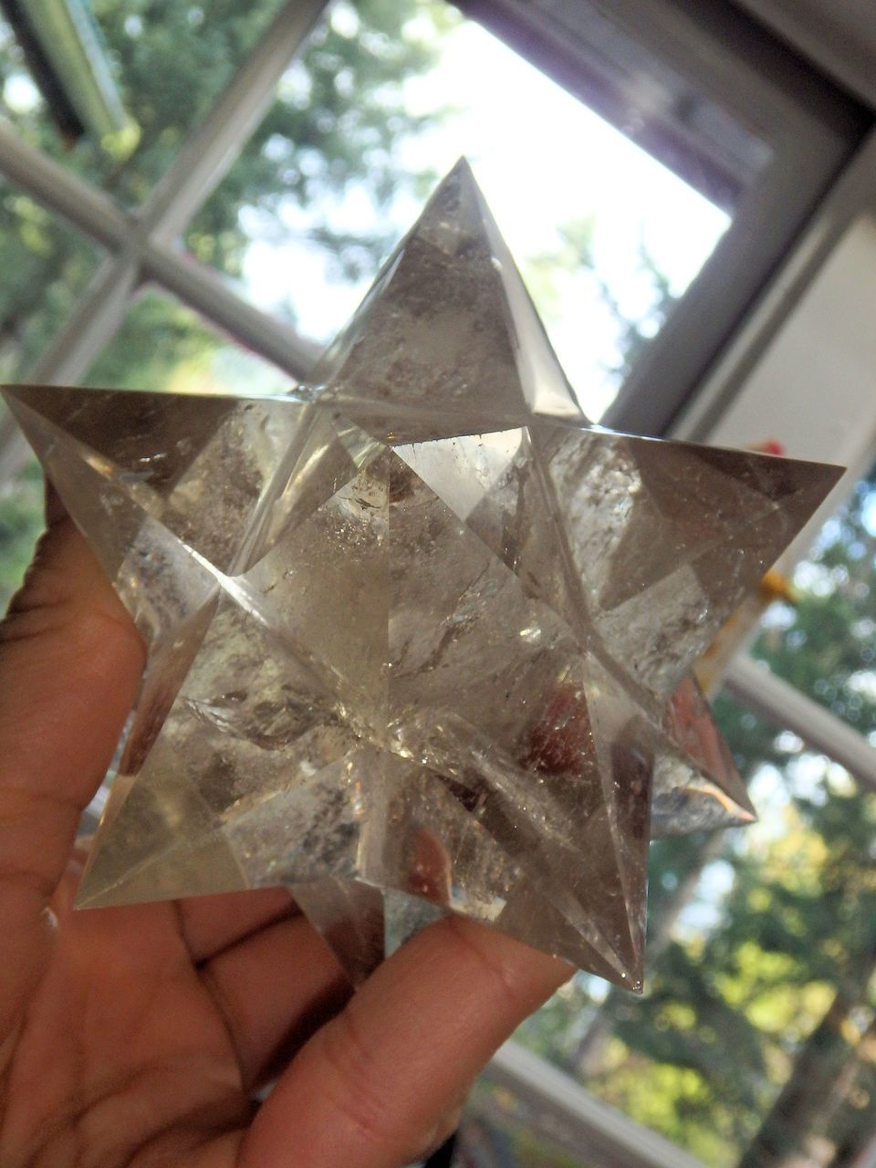 XL 12 Pointed Star Double Merkaba (Stellated Dodecahedron) Smoky Quartz Specimen - Earth Family Crystals