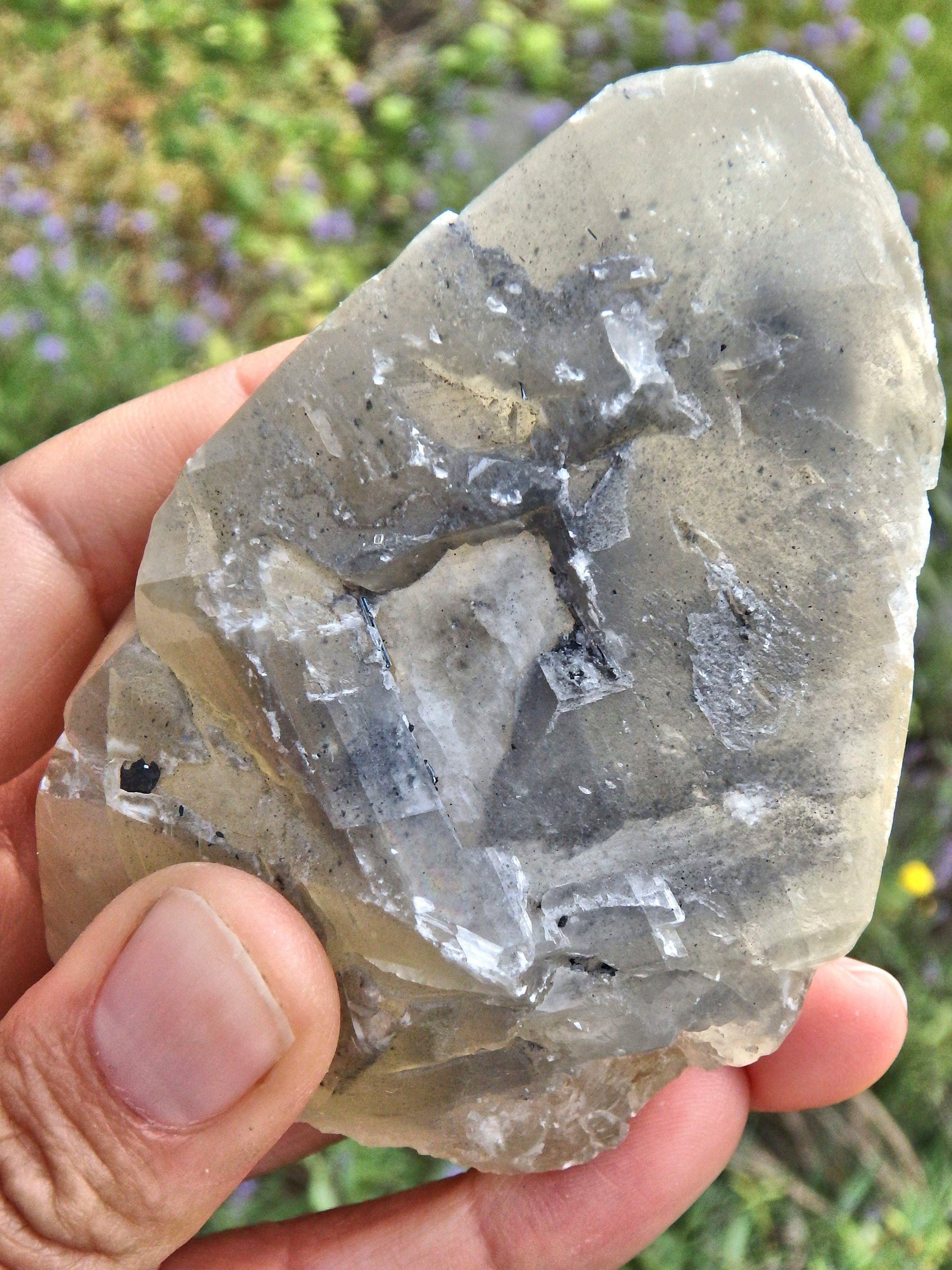 Brilliant Large Golden Calcite Point With Stibnite Inclusions & Self Healing - Earth Family Crystals