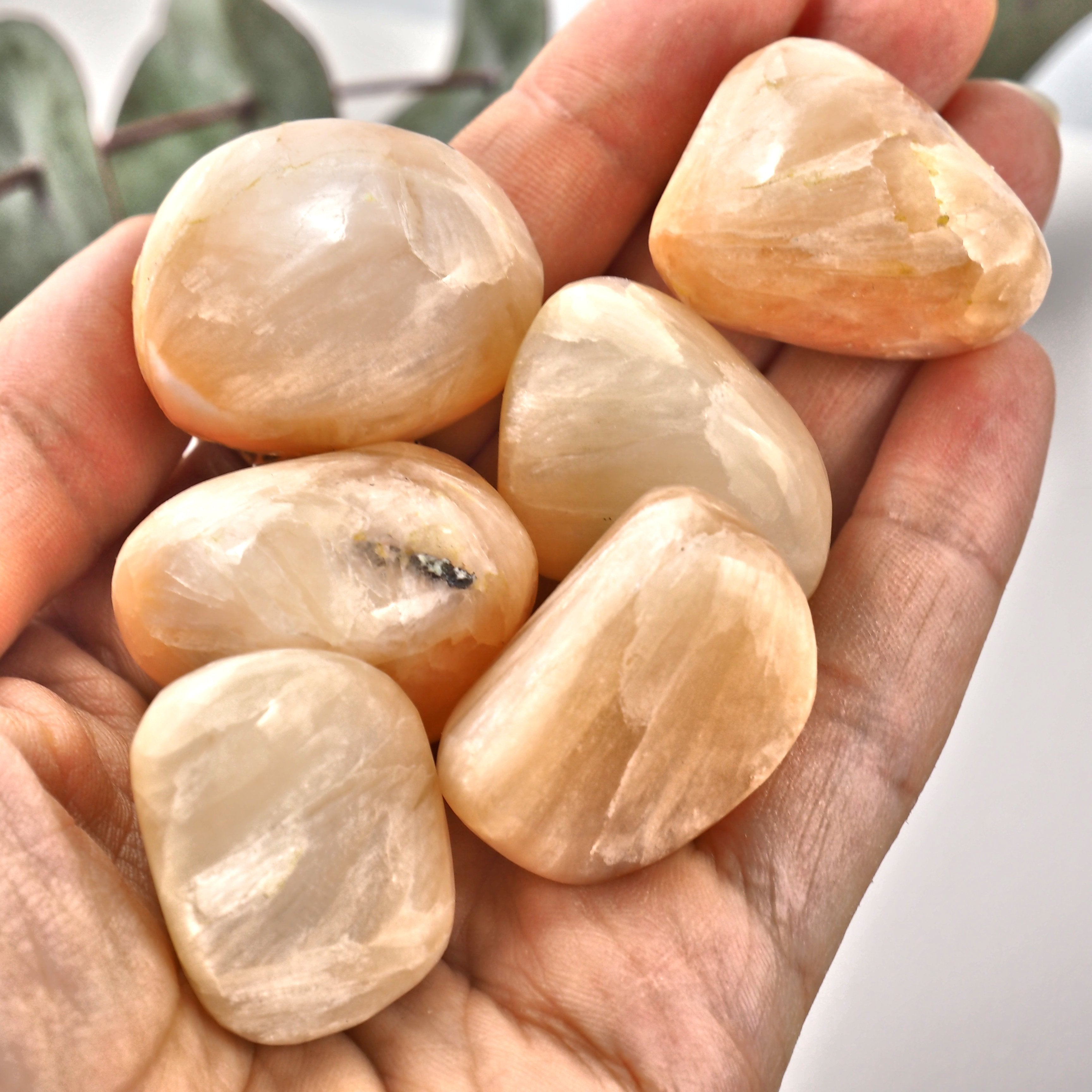 One Lovely Sheen Creamy Pink Stilbite Tumbled Pocket Stone - Earth Family Crystals
