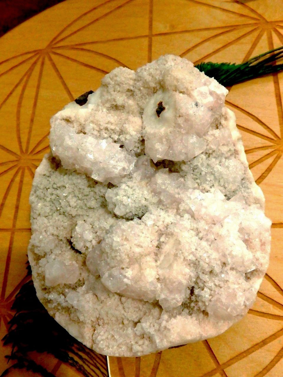 Perfect Display Piece! Creamy Pink Stilbite & Clear Apophyllite - Earth Family Crystals