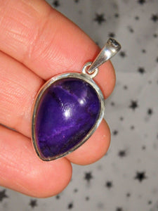 Deep Purple Healing Sugilite Pendant in Sterling Silver (Includes Silver Chain) - Earth Family Crystals