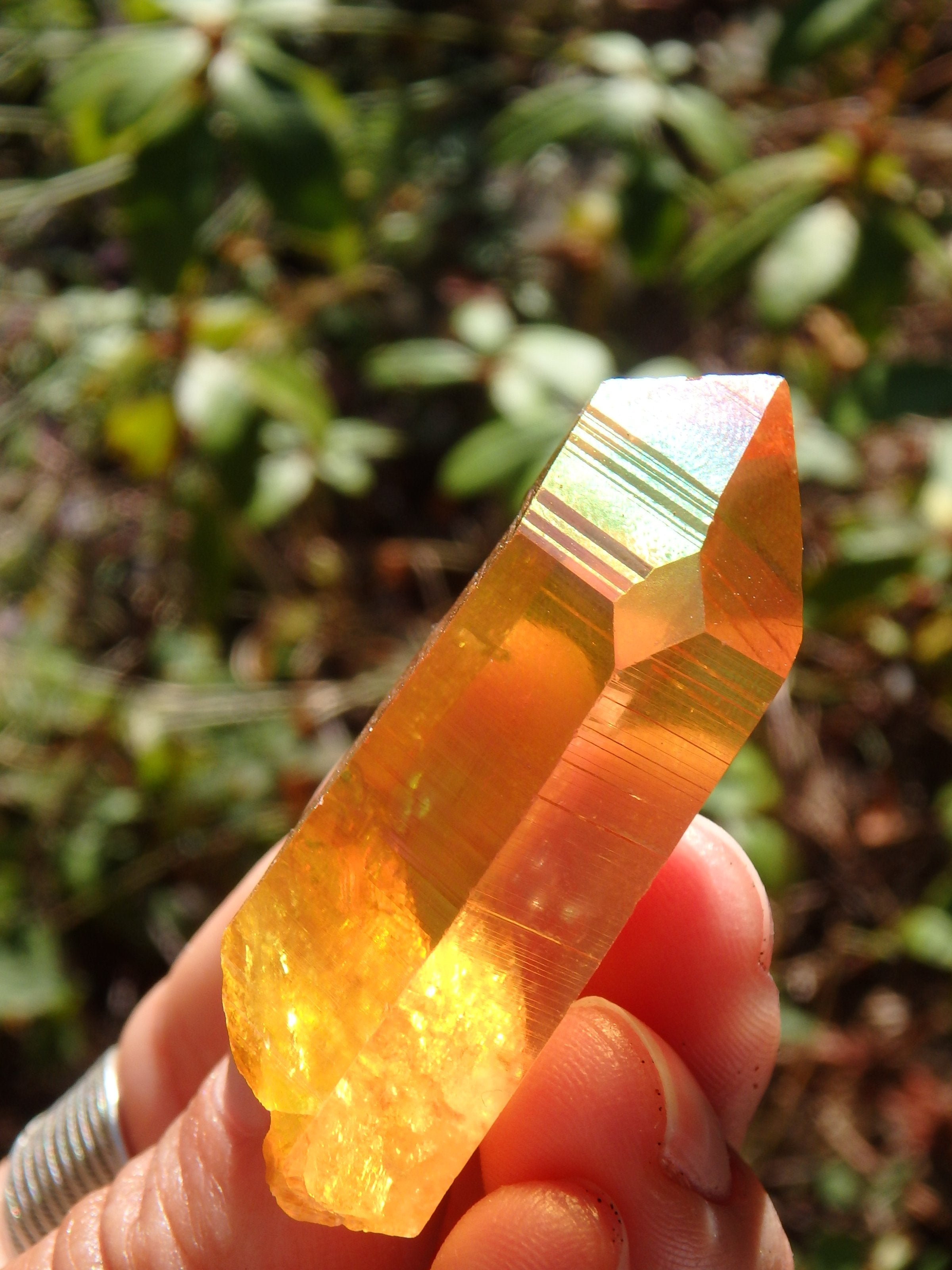 Uplifting Beauty! Sunset Aura Lemurian Quartz Point 1 - Earth Family Crystals