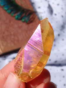 Uplifting Beauty! Sunset Aura Lemurian Quartz Point 5 - Earth Family Crystals