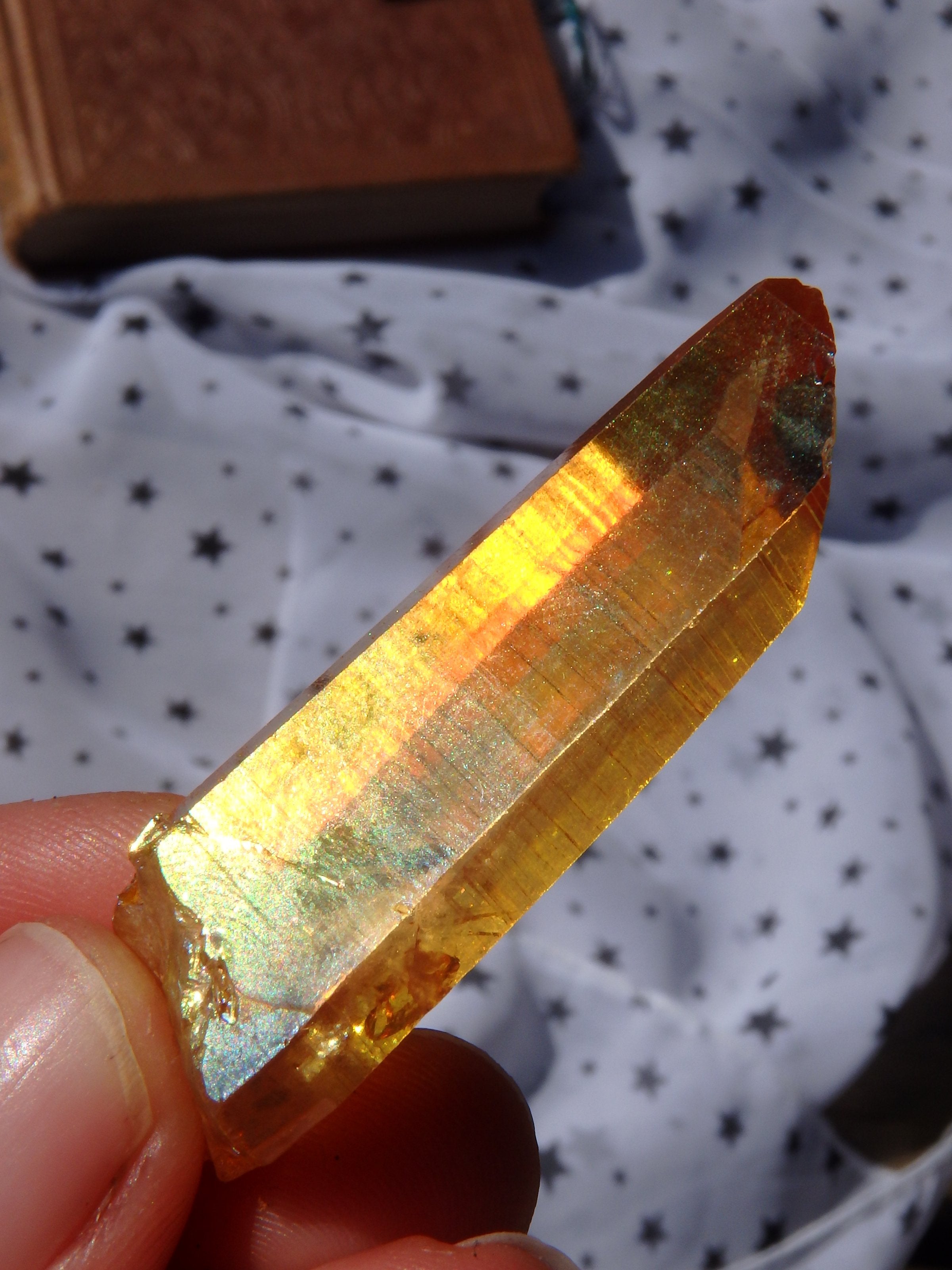 Uplifting Beauty! Sunset Aura Lemurian Quartz Point 3 - Earth Family Crystals