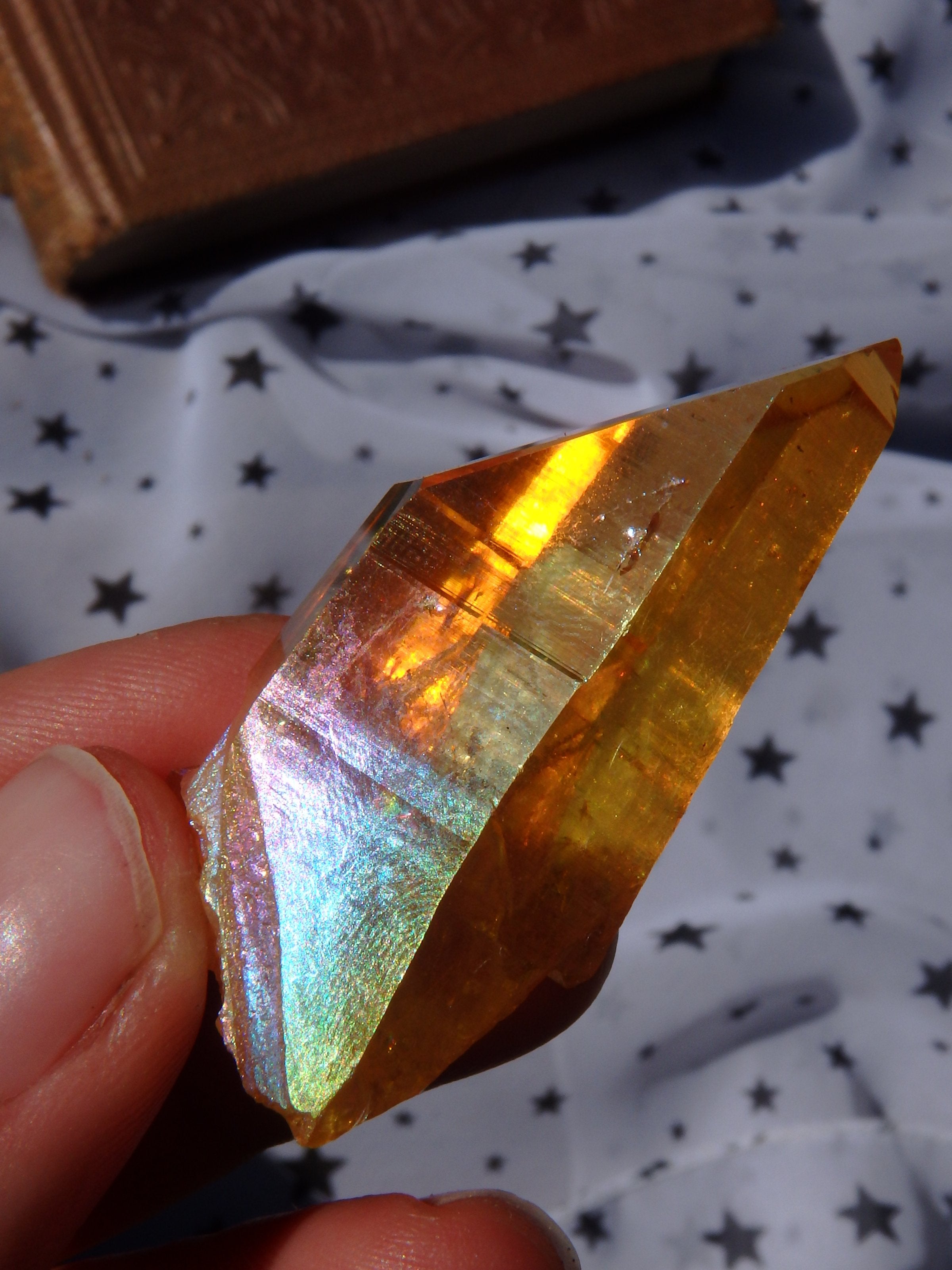 Uplifting Beauty! Sunset Aura Lemurian Quartz Point 5 - Earth Family Crystals