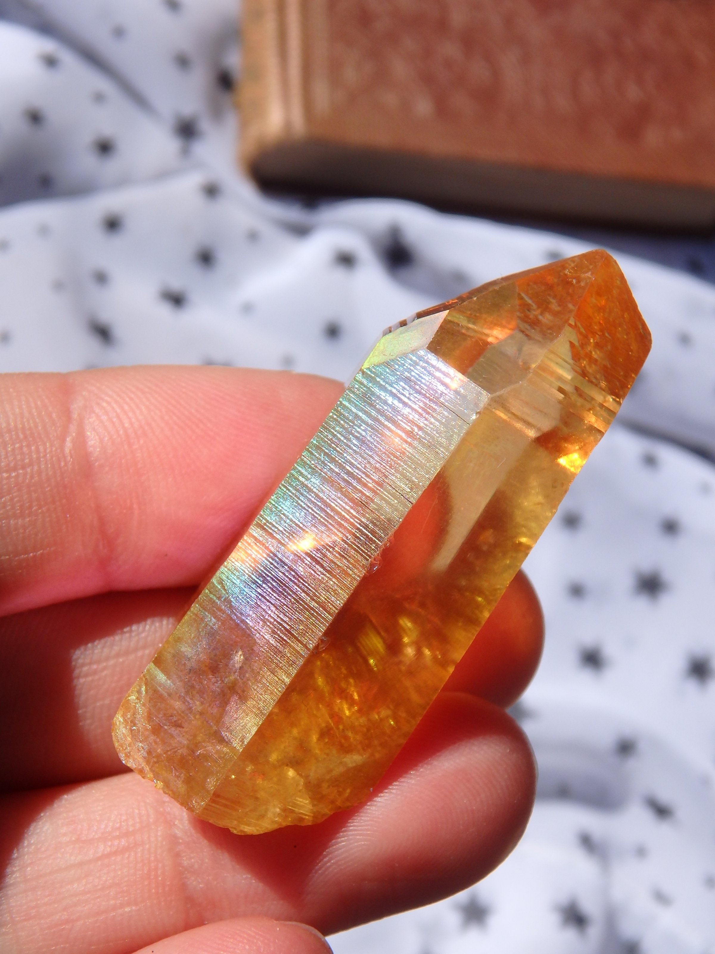 Uplifting Beauty! Sunset Aura Lemurian Quartz Point 1 - Earth Family Crystals