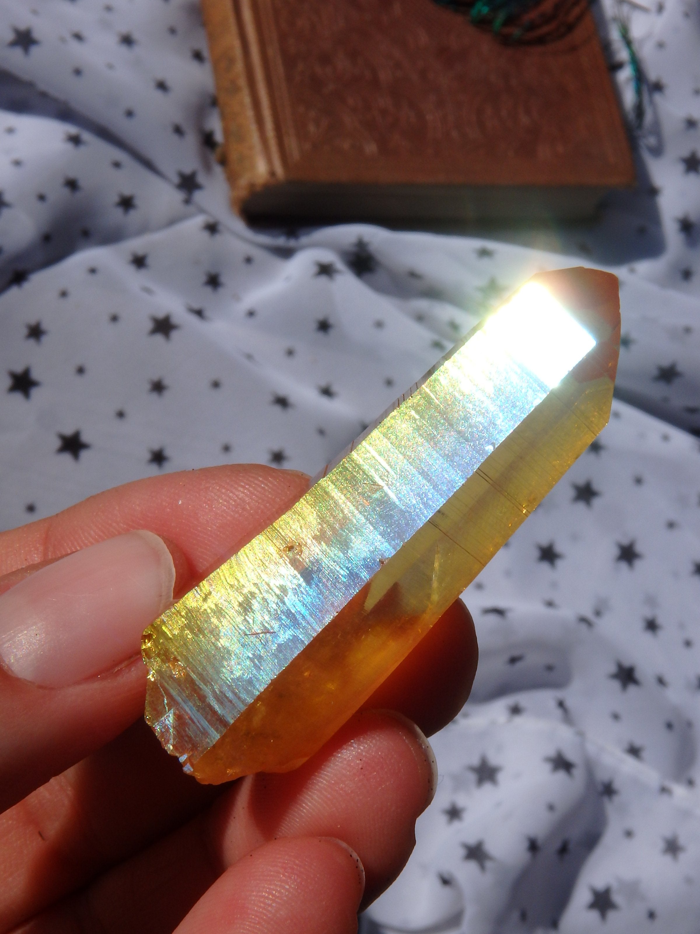 Uplifting Beauty! Sunset Aura Lemurian Quartz Point 2 - Earth Family Crystals