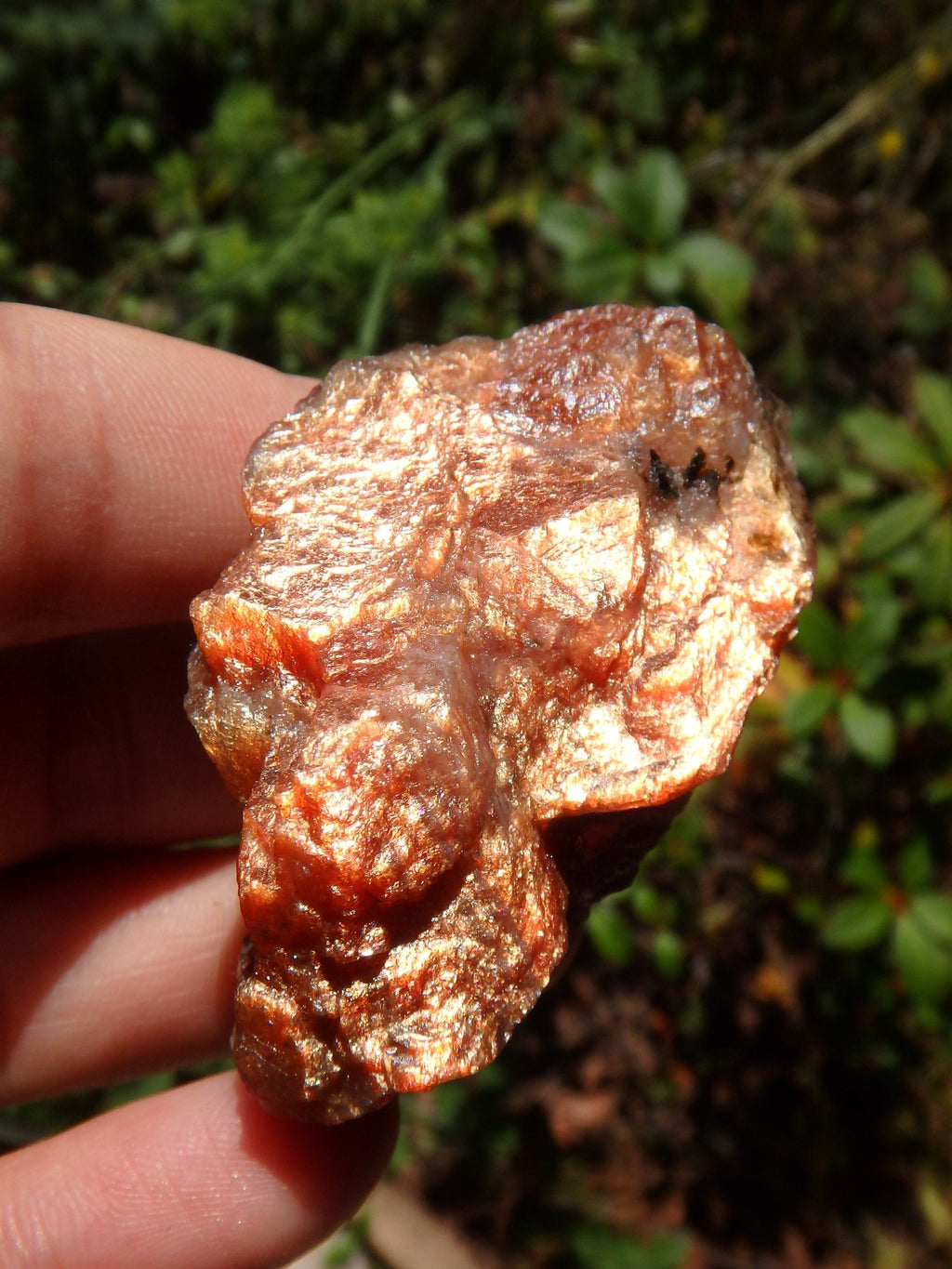 Brilliant Orange Fire Flash Raw Sunstone Chunk From India - Earth Family Crystals