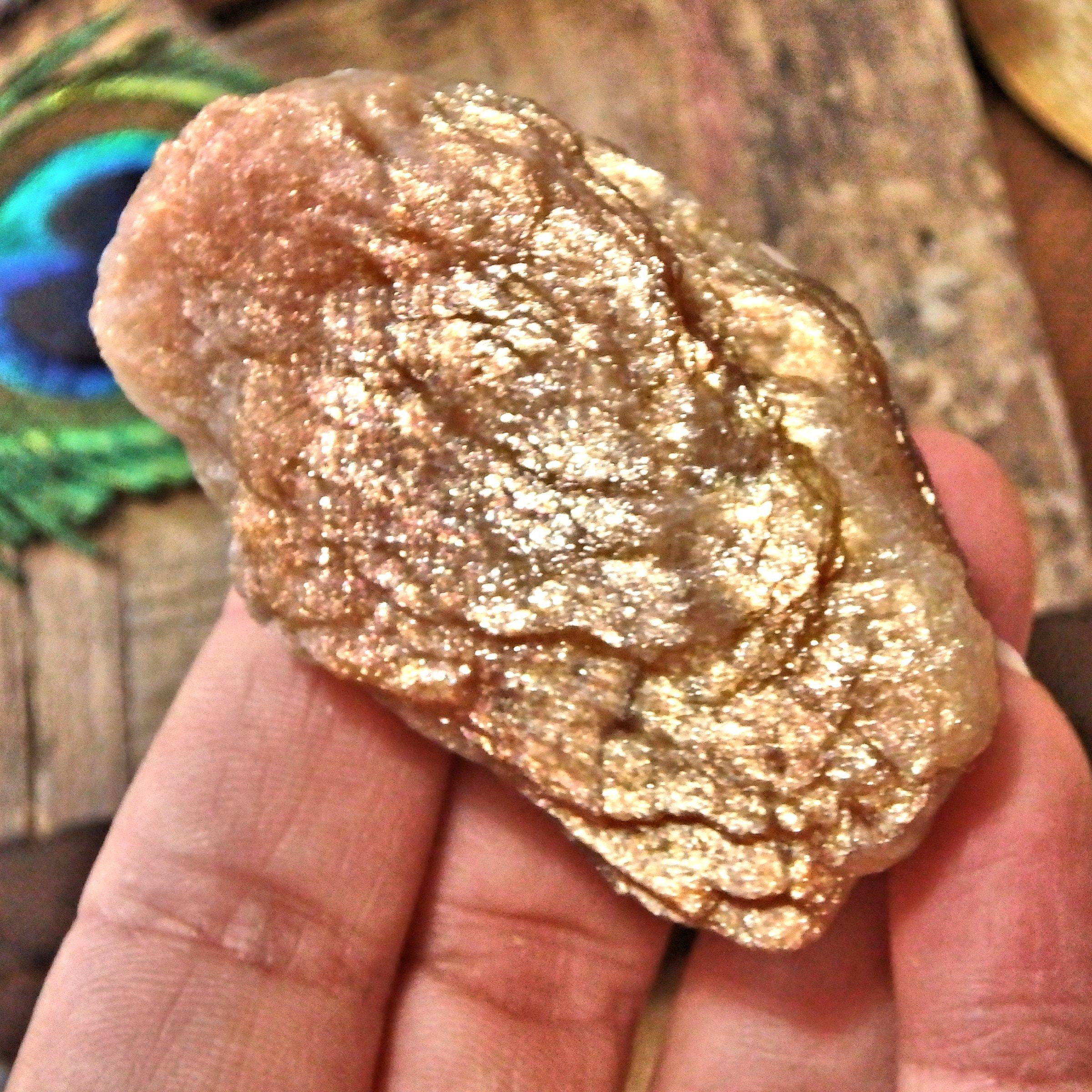 Deep Orange Sparkle Lava Golden Fire Raw Sunstone From India - Earth Family Crystals