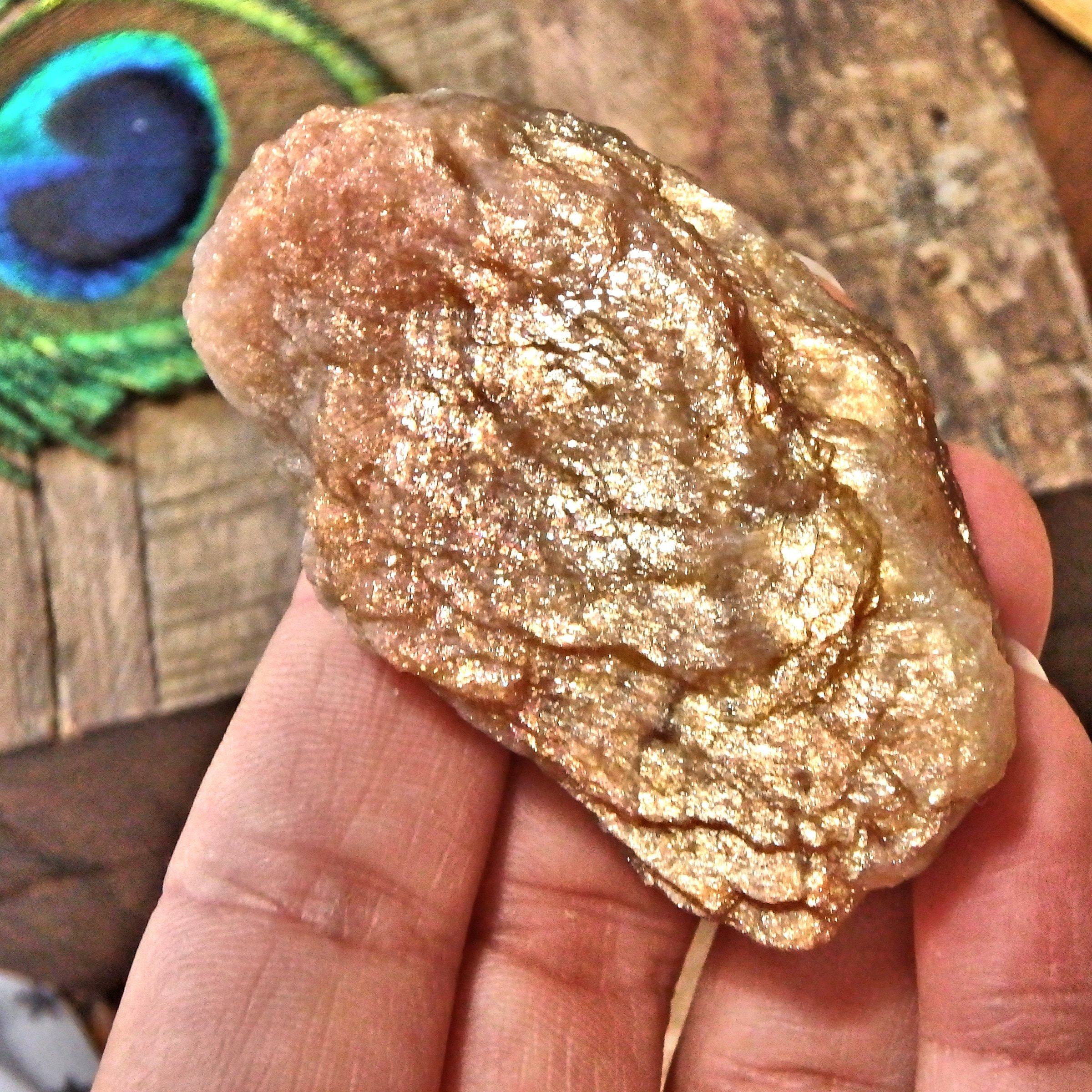 Deep Orange Sparkle Lava Golden Fire Raw Sunstone From India - Earth Family Crystals