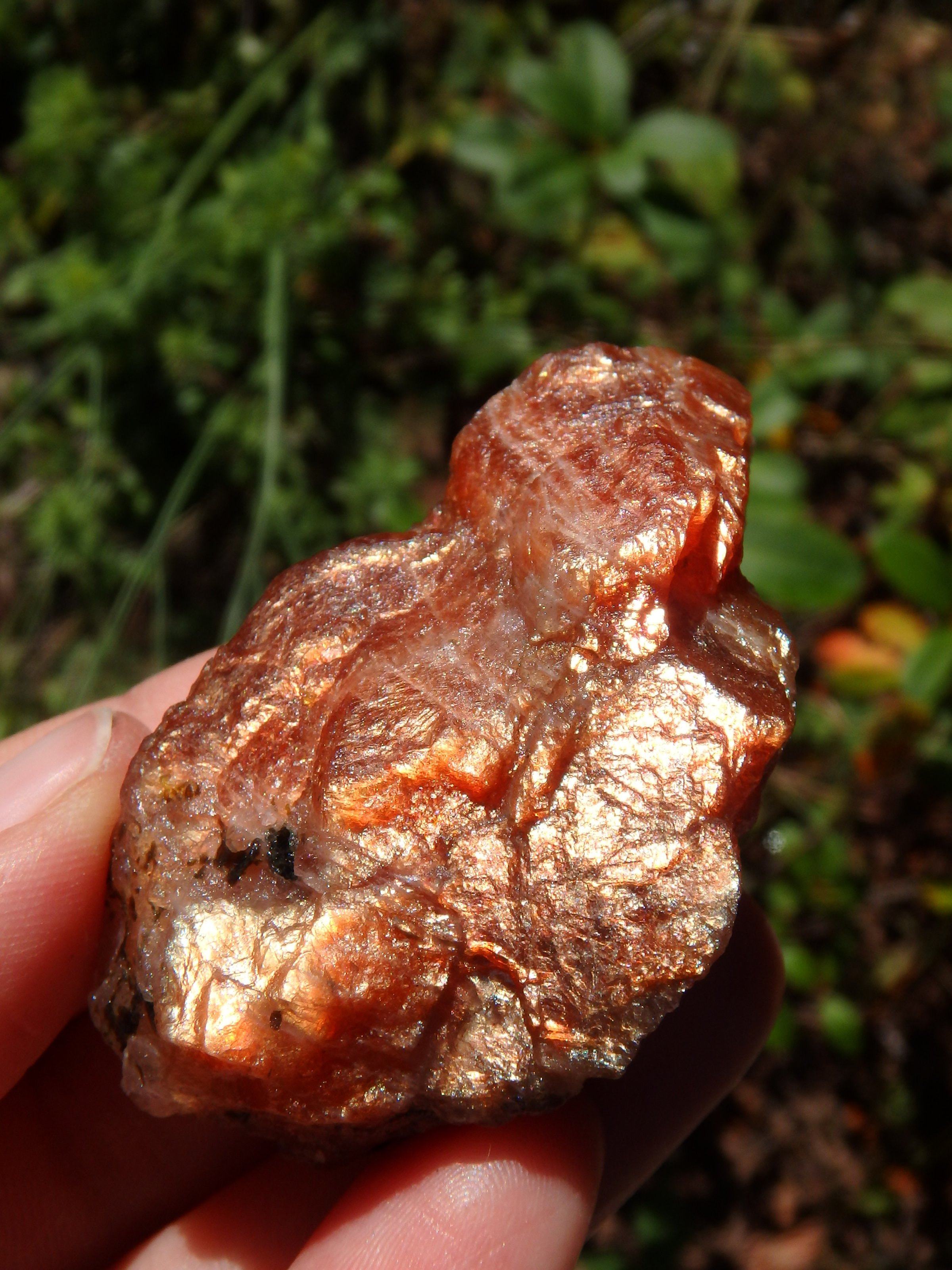 Brilliant Orange Fire Flash Raw Sunstone Chunk From India - Earth Family Crystals