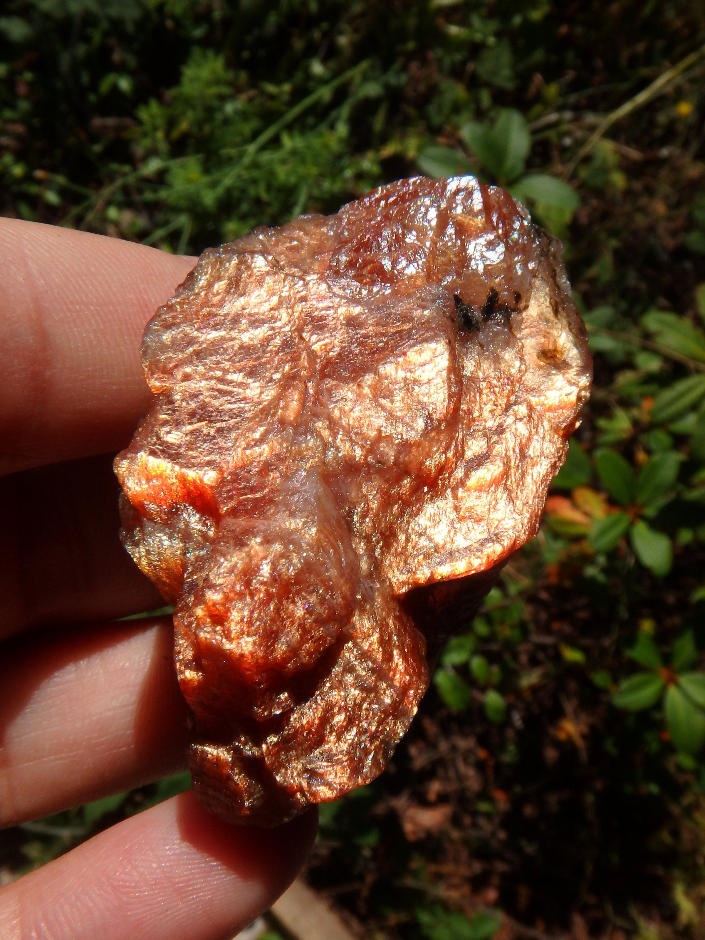 Brilliant Orange Fire Flash Raw Sunstone Chunk From India - Earth Family Crystals