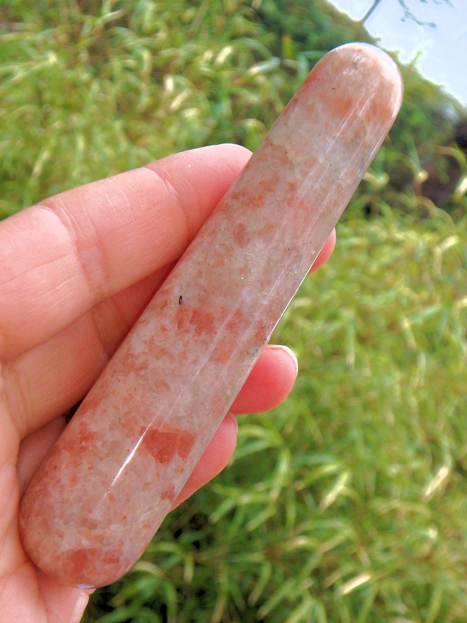 Glimpses of Sparkle Sunstone Wand Carving 1 - Earth Family Crystals