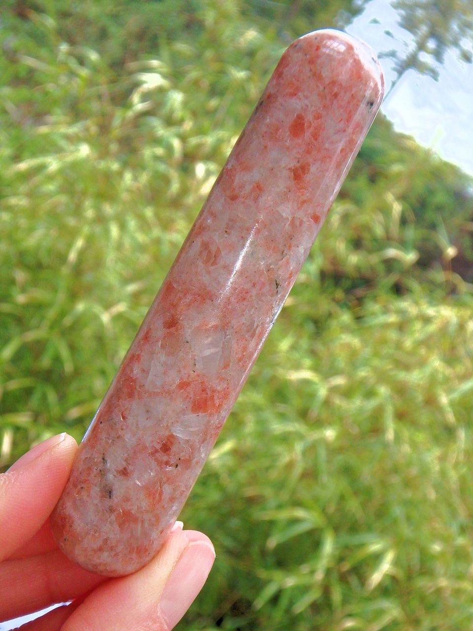 Glimpses of Sparkle Sunstone Wand Carving 2 - Earth Family Crystals