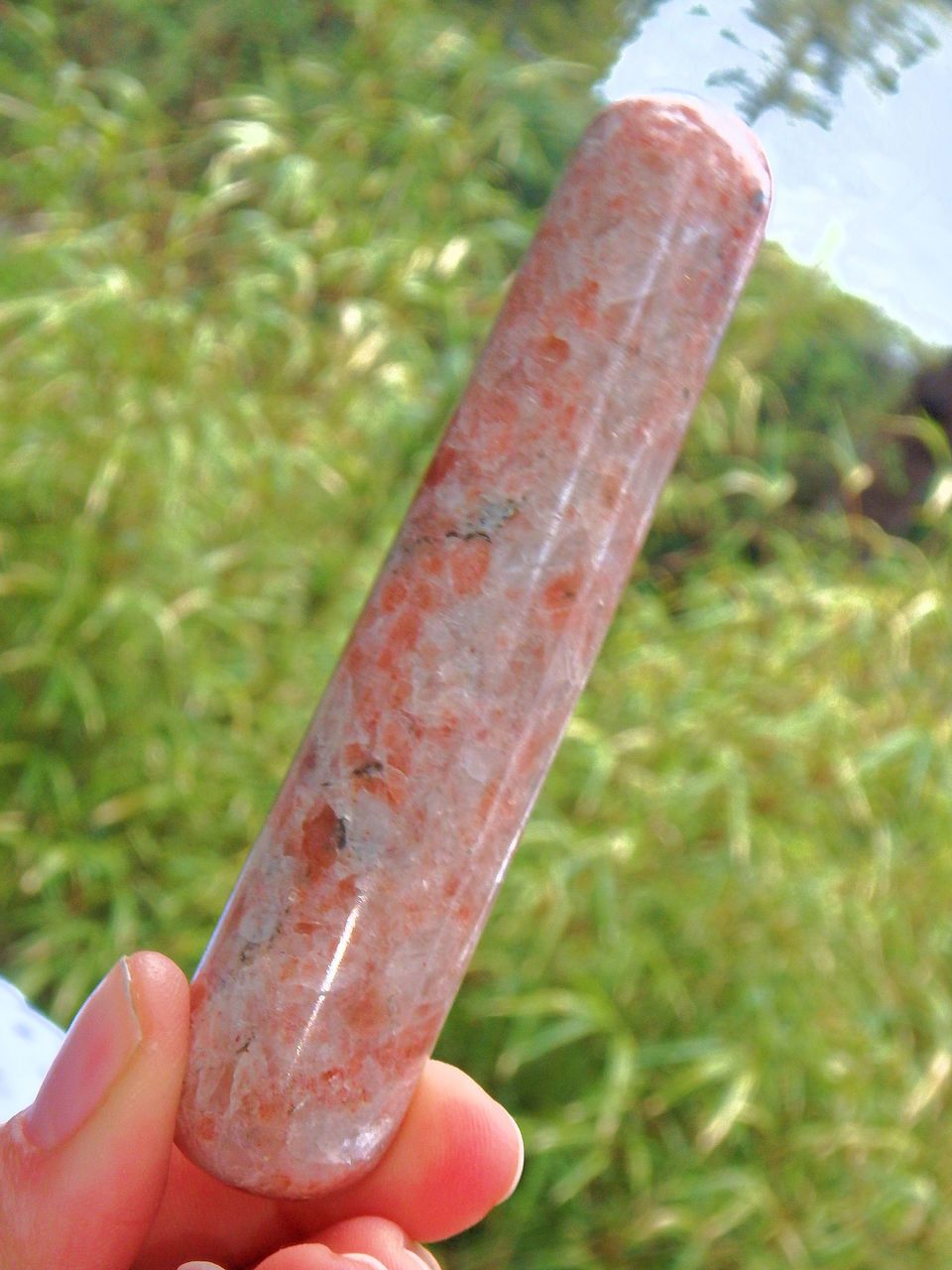 Glimpses of Sparkle Sunstone Wand Carving 2 - Earth Family Crystals