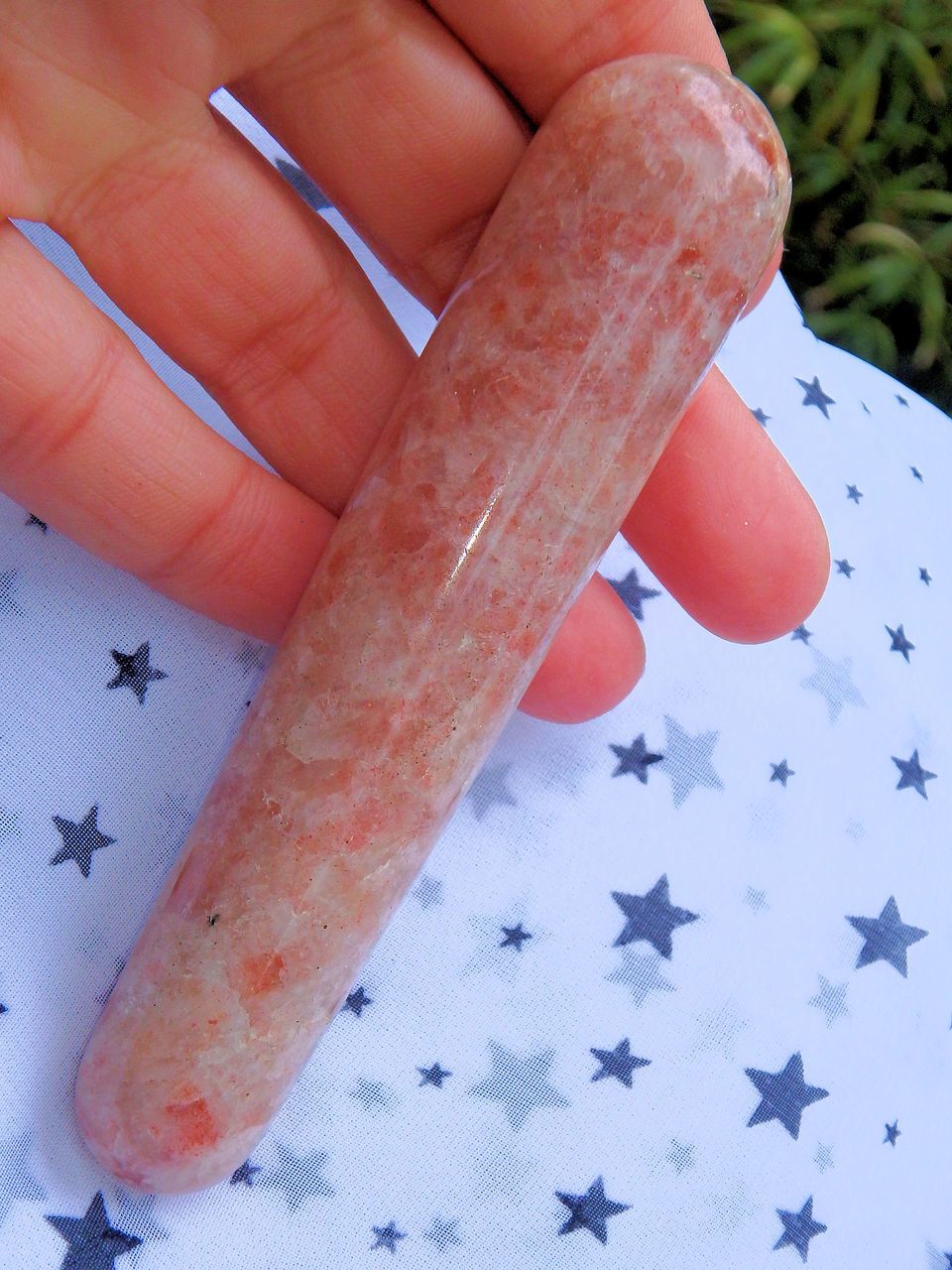 Glimpses of Sparkle Sunstone Wand Carving 1 - Earth Family Crystals