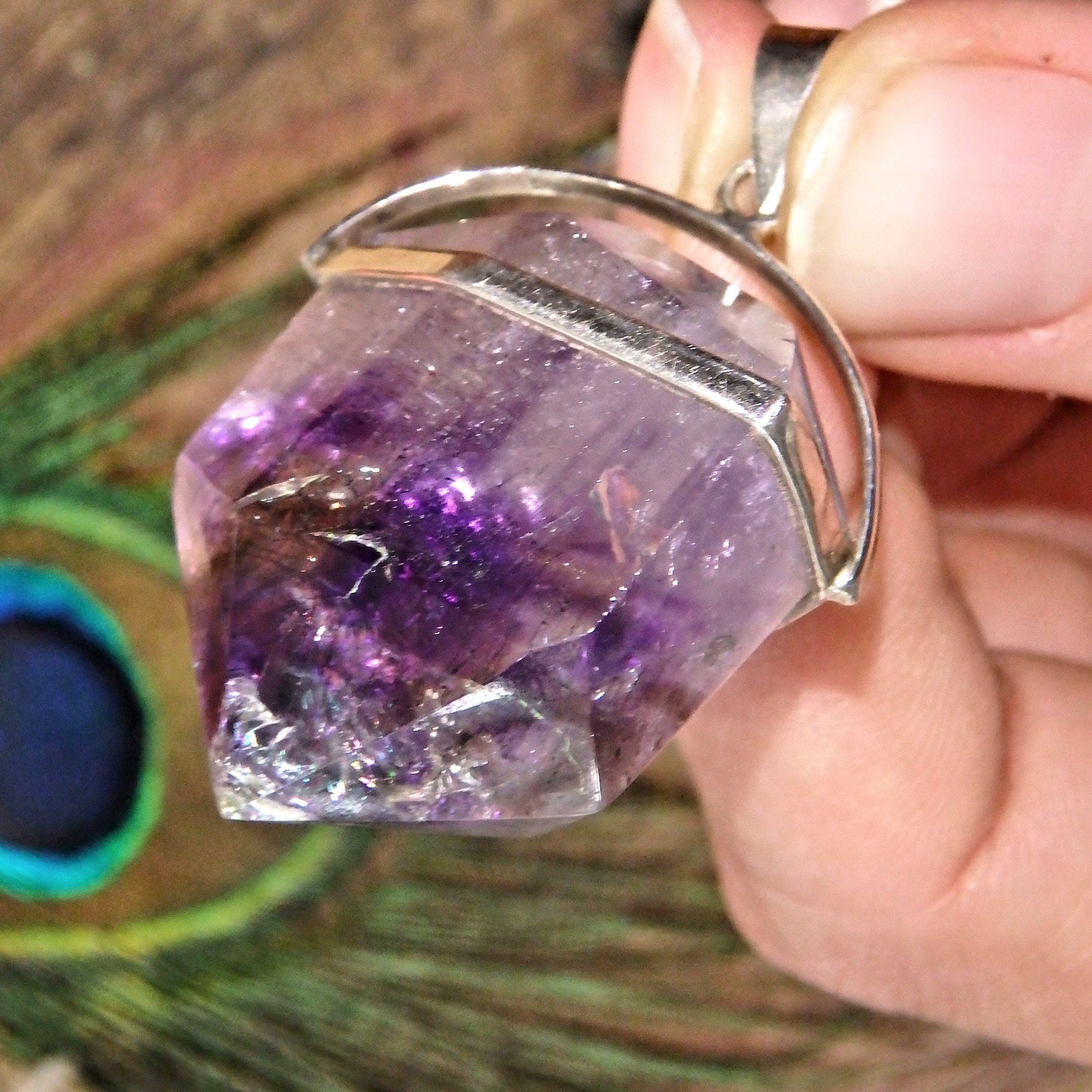 Chunky Grape Purple Super 7 (Melody Stone) Pendant With Caves in Sterling Silver (Includes Silver Chain)1 - Earth Family Crystals