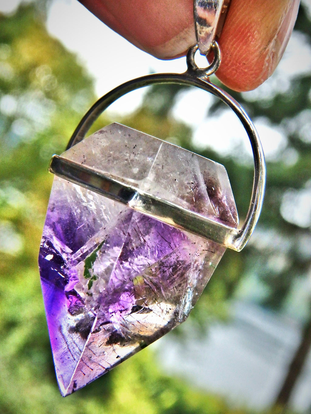 Deep Jelly Purple Super 7 Polished Pendant in Sterling Silver (Includes Silver Chain)1 - Earth Family Crystals