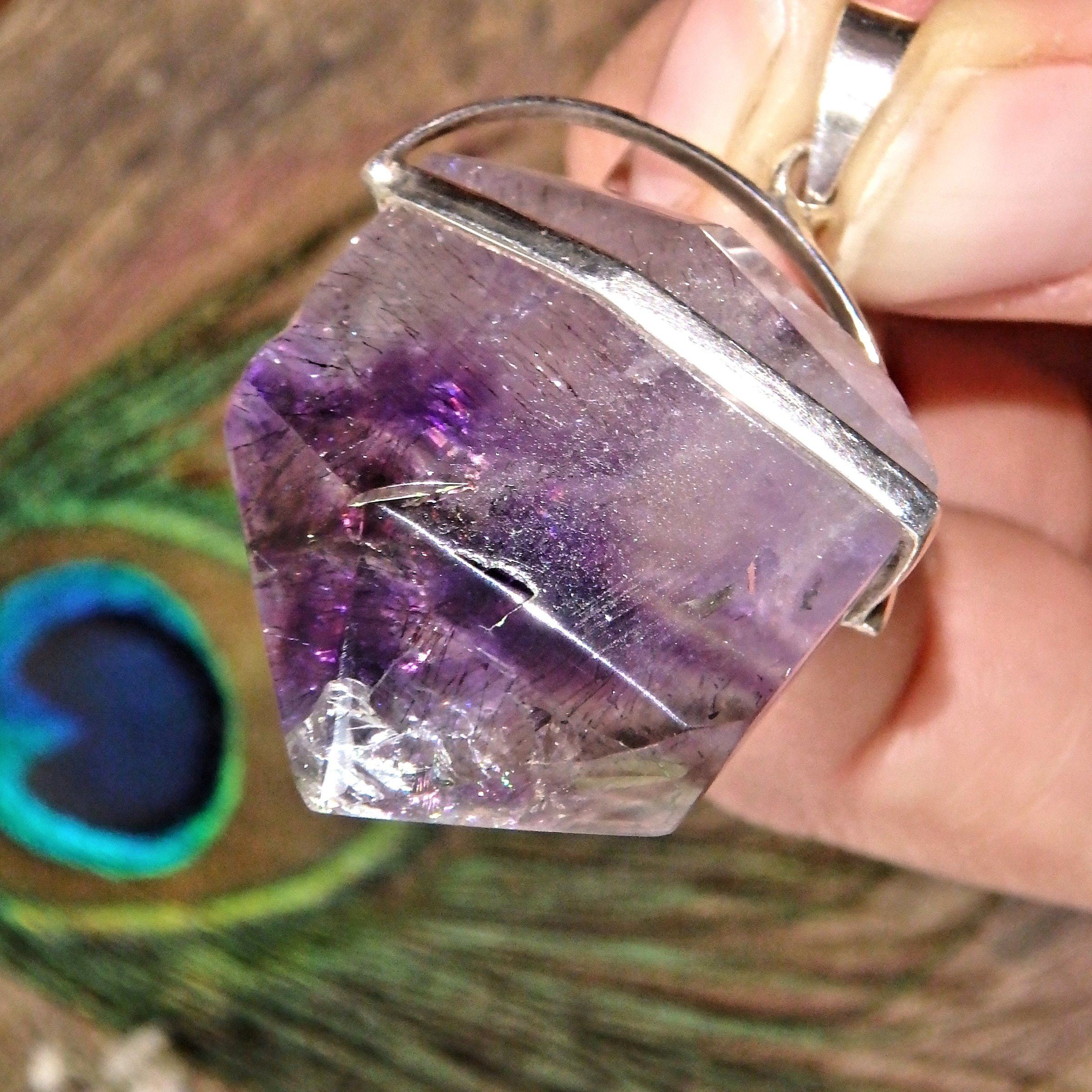 Chunky Grape Purple Super 7 (Melody Stone) Pendant With Caves in Sterling Silver (Includes Silver Chain)1 - Earth Family Crystals