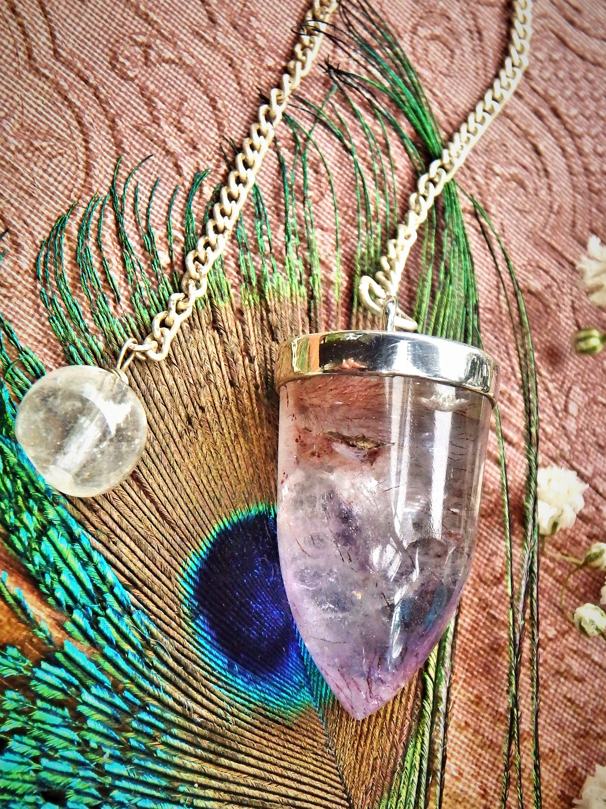 Pretty Inclusions Super 7 Pendulum With Quartz Bail - Earth Family Crystals