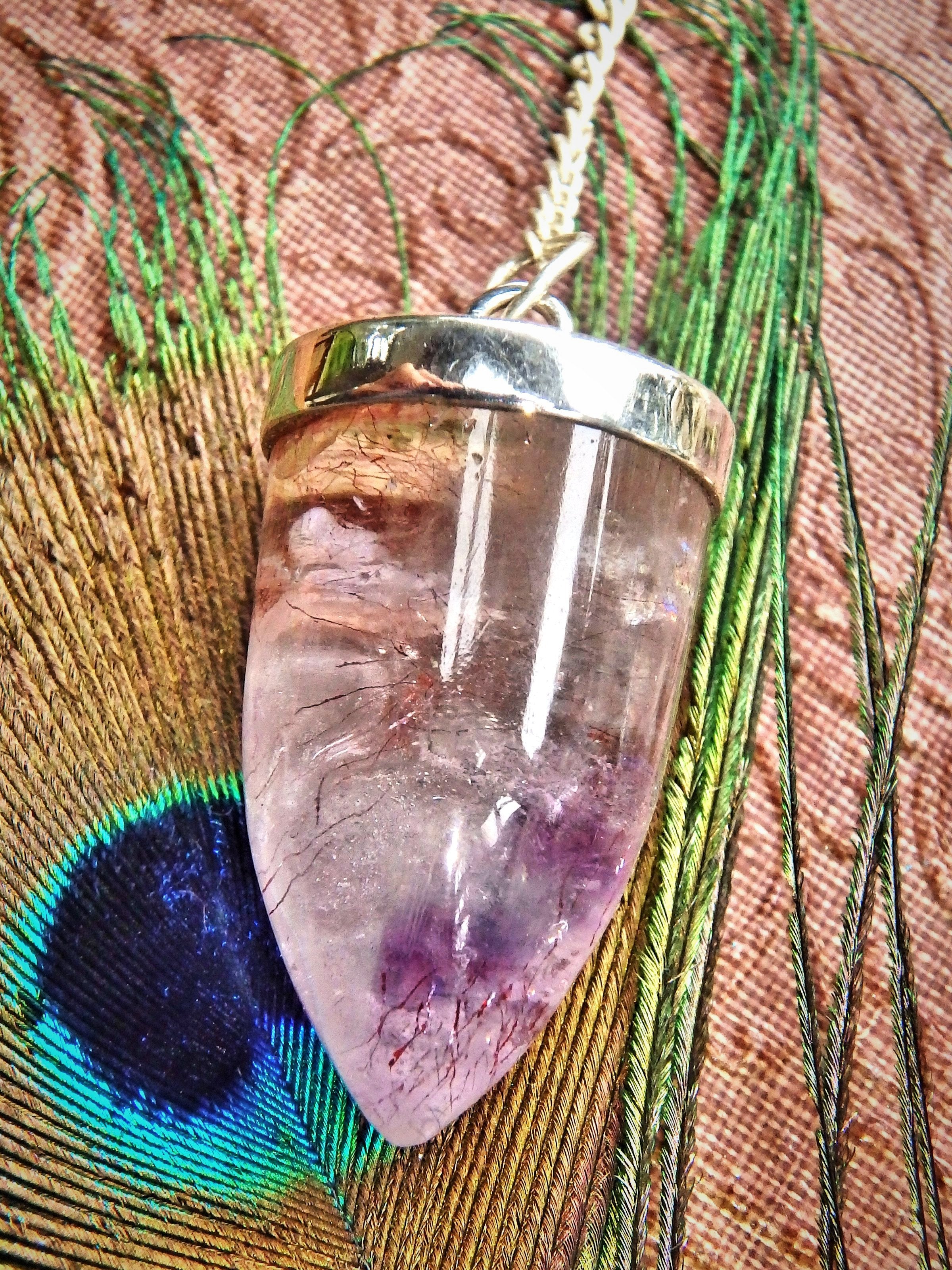 Pretty Inclusions Super 7 Pendulum With Quartz Bail - Earth Family Crystals