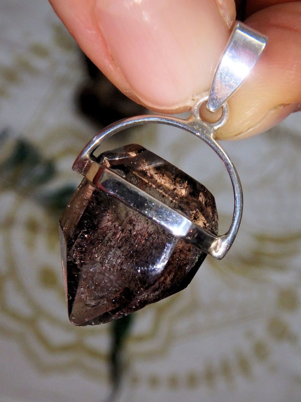 Pretty Partially Polished Super 7 (Melody Stone) Pendant in Sterling Silver (Includes Silver Chain)1 - Earth Family Crystals