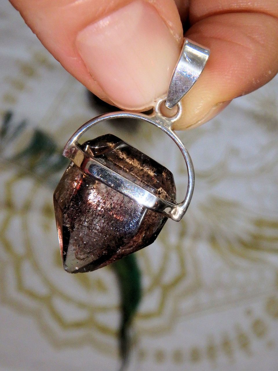 Pretty Partially Polished Super 7 (Melody Stone) Pendant in Sterling Silver (Includes Silver Chain)1 - Earth Family Crystals