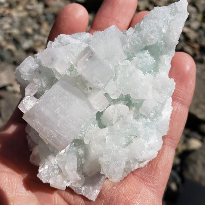 Stunning Mint Green Prehnite & Apophyllite Natural Cluster From India - Earth Family Crystals