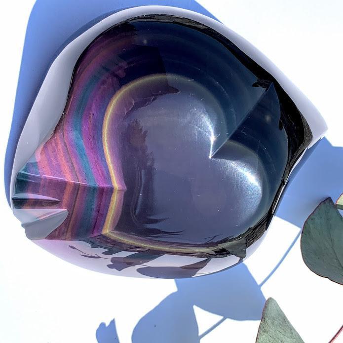 Breathtaking Chunky Rainbow Obsidian Heart Free Form Display Specimen From Mexico - Earth Family Crystals