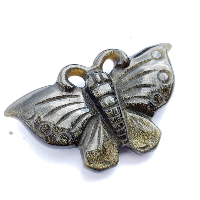 Golden Sheen Obsidian Butterfly Carving - Earth Family Crystals