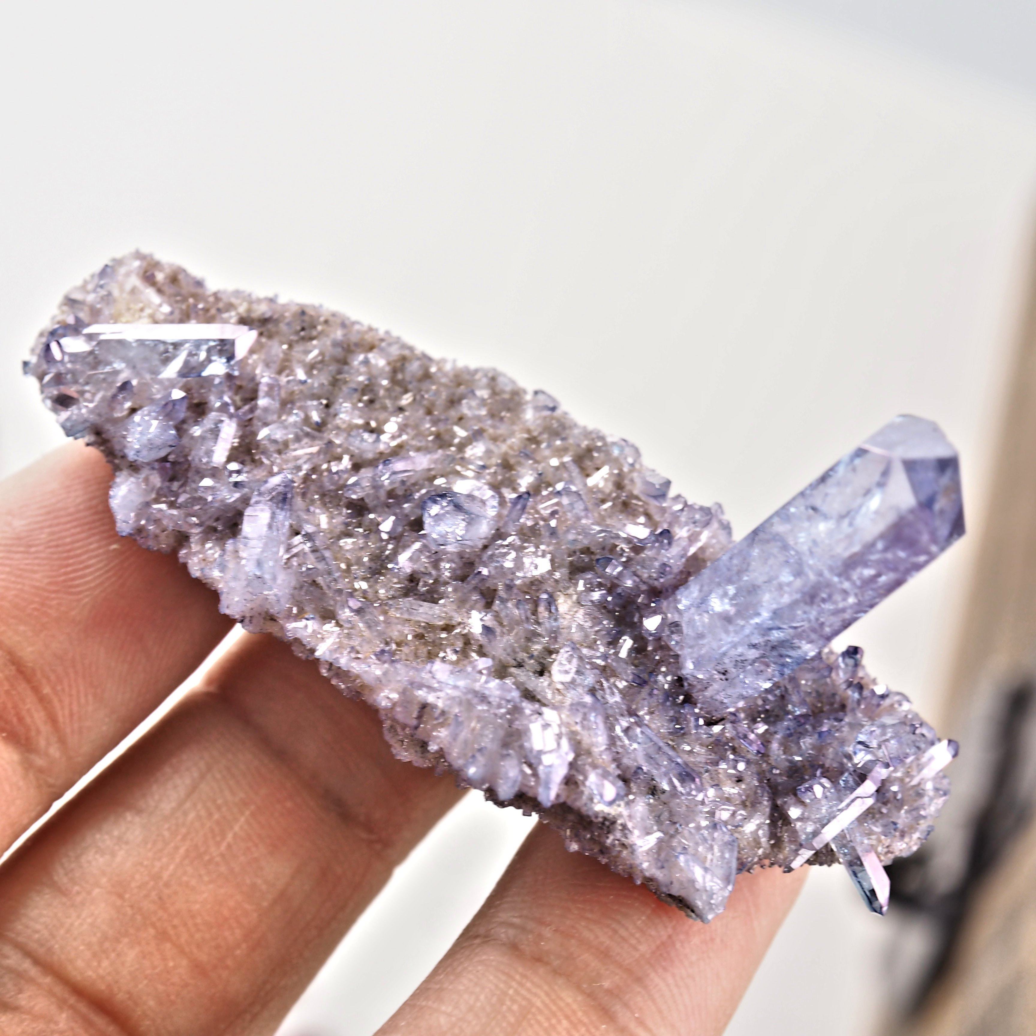 Cute Tanzan Aura Quartz Druzy Cluster #1 - Earth Family Crystals