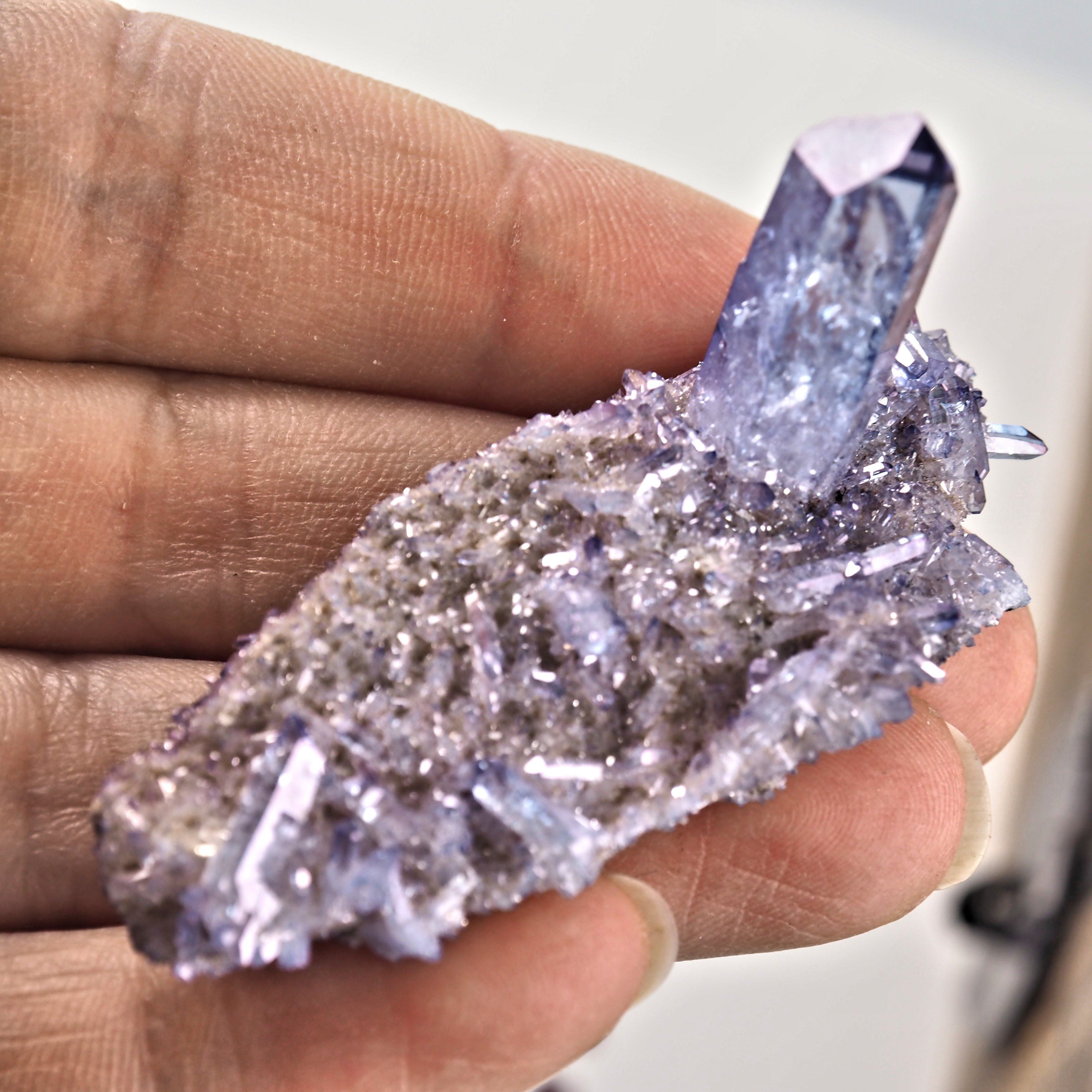 Cute Tanzan Aura Quartz Druzy Cluster #1 - Earth Family Crystals