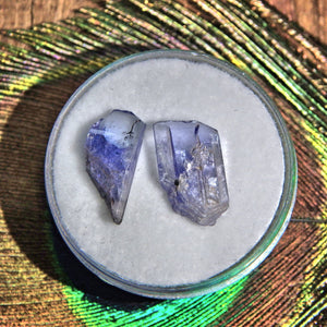 Set of 2 Natural Gemmy Tanzanite Points in Collectors Box