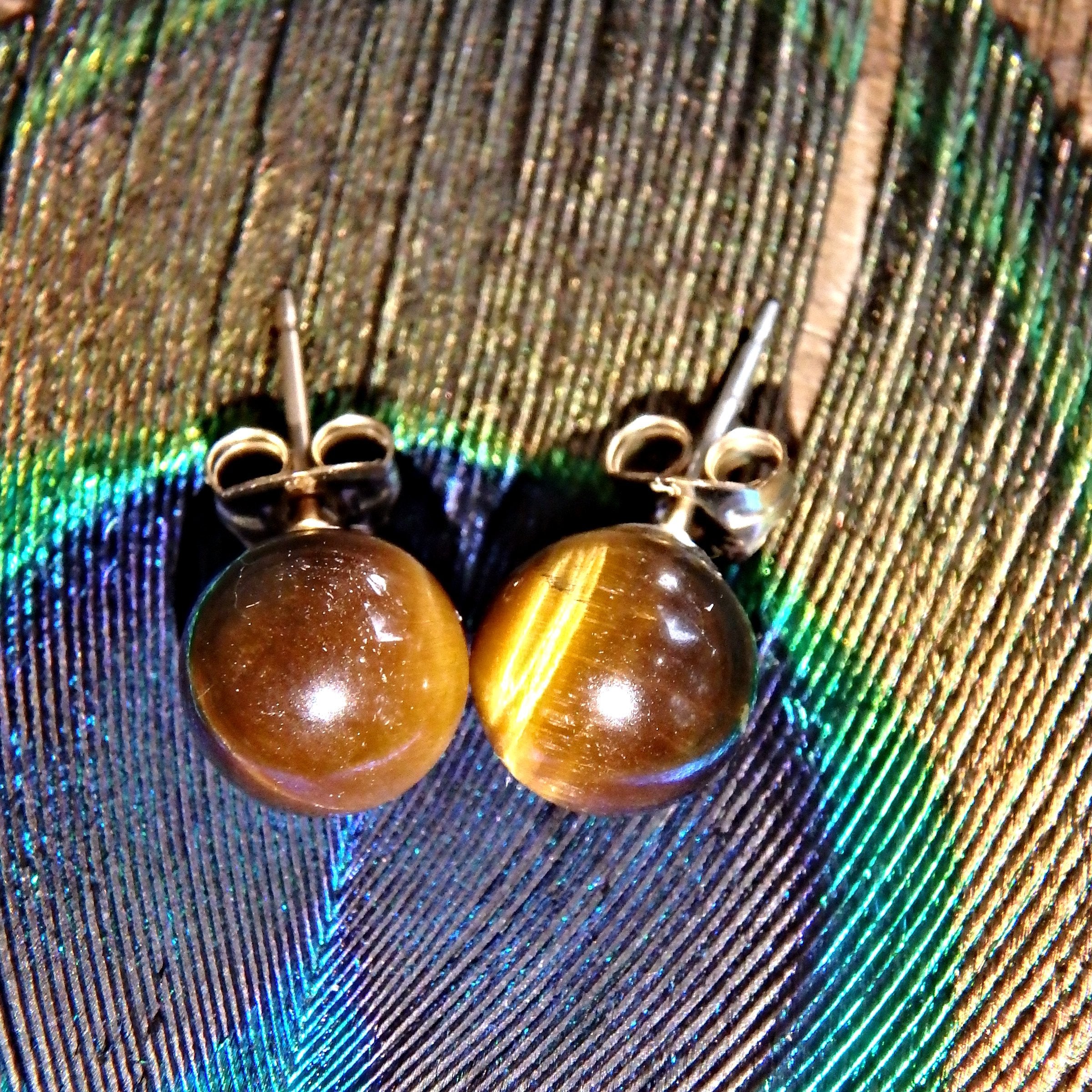 Golden Tiger Eye Gold Fill Stud Earrings - Earth Family Crystals
