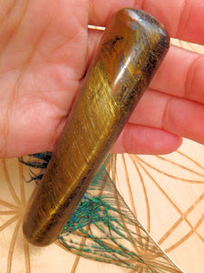 Captivating Golden Sheen Tiger Eye Wand Carving 2 - Earth Family Crystals