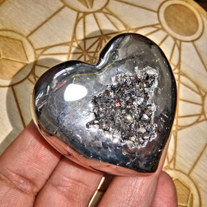 2 Sided Beauty~Silver Geode Druzy & Agate Heart Carving - Earth Family Crystals