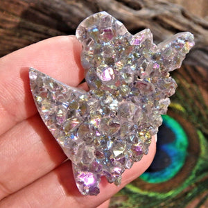 Stunning Titanium Infused Aura Druzy Unicorn Carving Specimen 3 - Earth Family Crystals