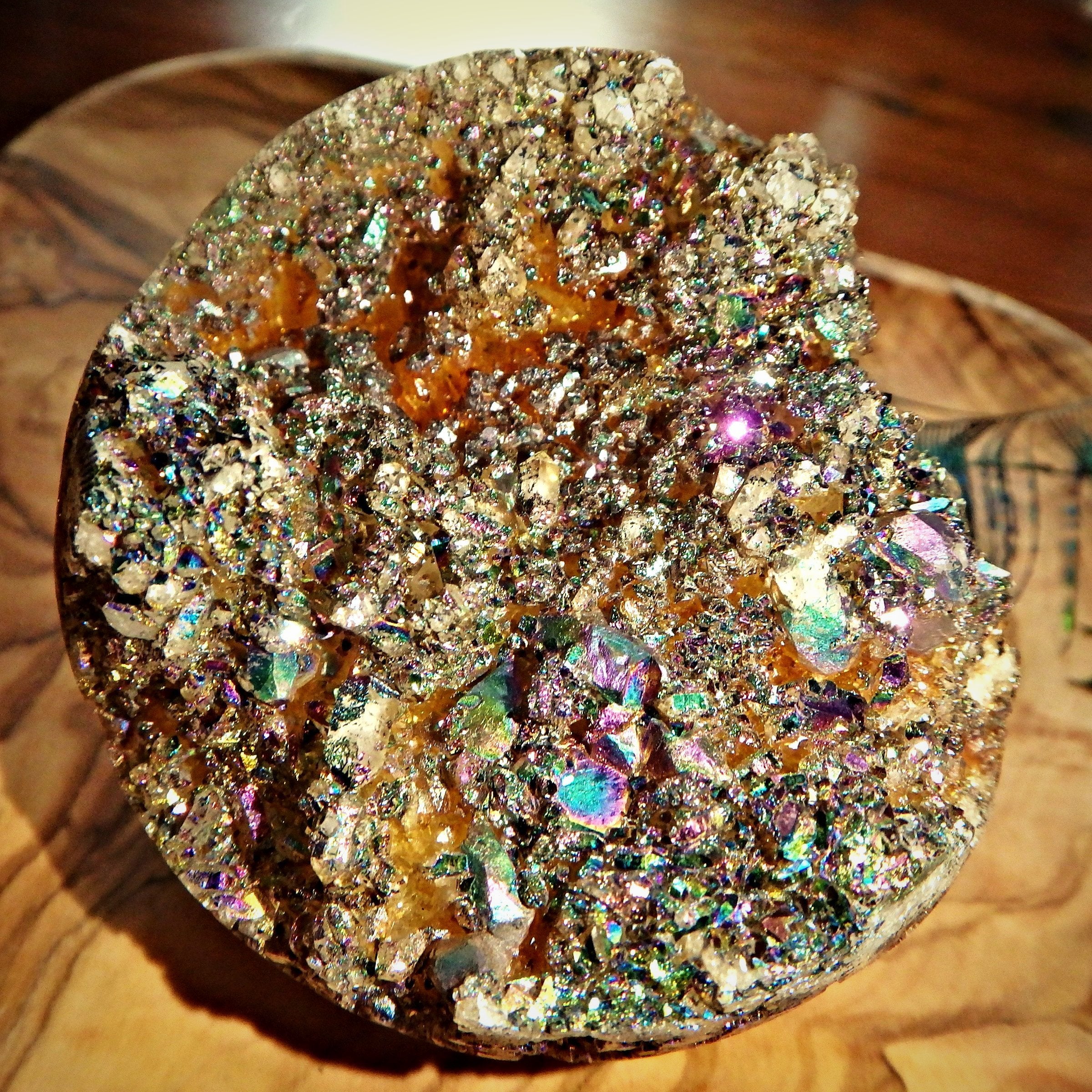 Extreme Sparkle Titanium Quartz Geode Sphere From Brazil - Earth Family Crystals