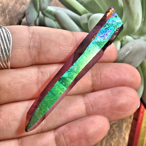 Double Terminated Rainbow Titanium Quartz Colombian Lemurian Point With Self Healing 2 - Earth Family Crystals