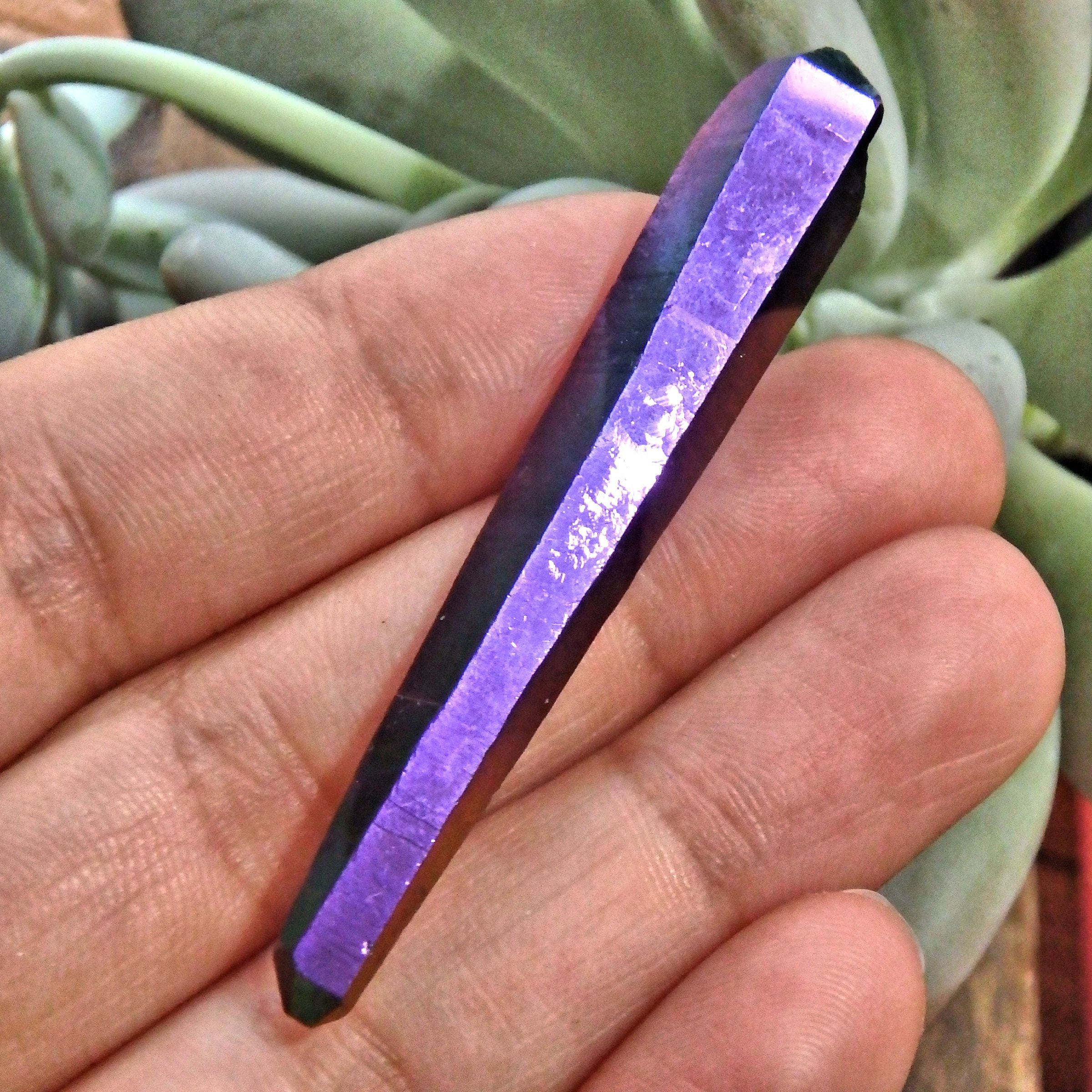 Double Terminated Rainbow Titanium Quartz Colombian Lemurian Point With Self Healing 1 - Earth Family Crystals